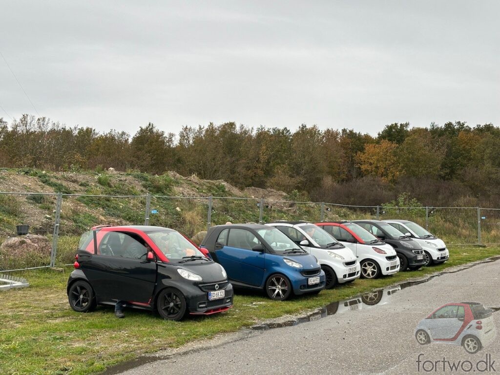 Six cars showed up at the Køge Smart mini meet