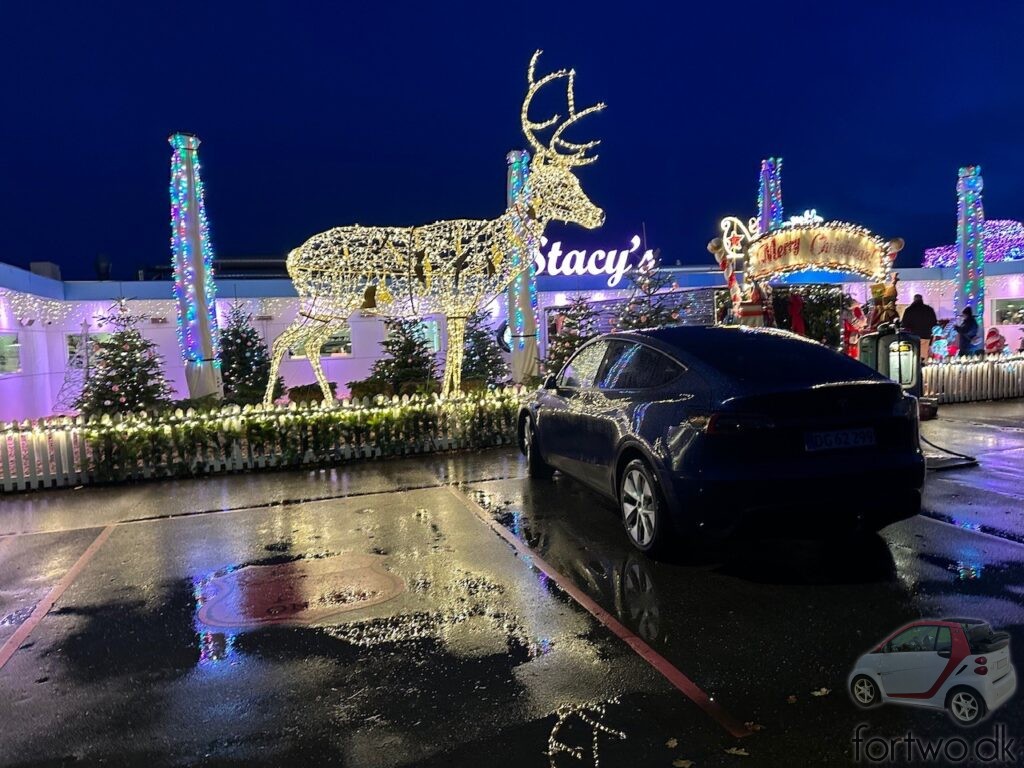 Stacy's Diner has a row of "For US Cars only" marked parking places outside, that used to be frequented by mostly 50's and 60's classics. I don't think they were planned for Tesla owners :D